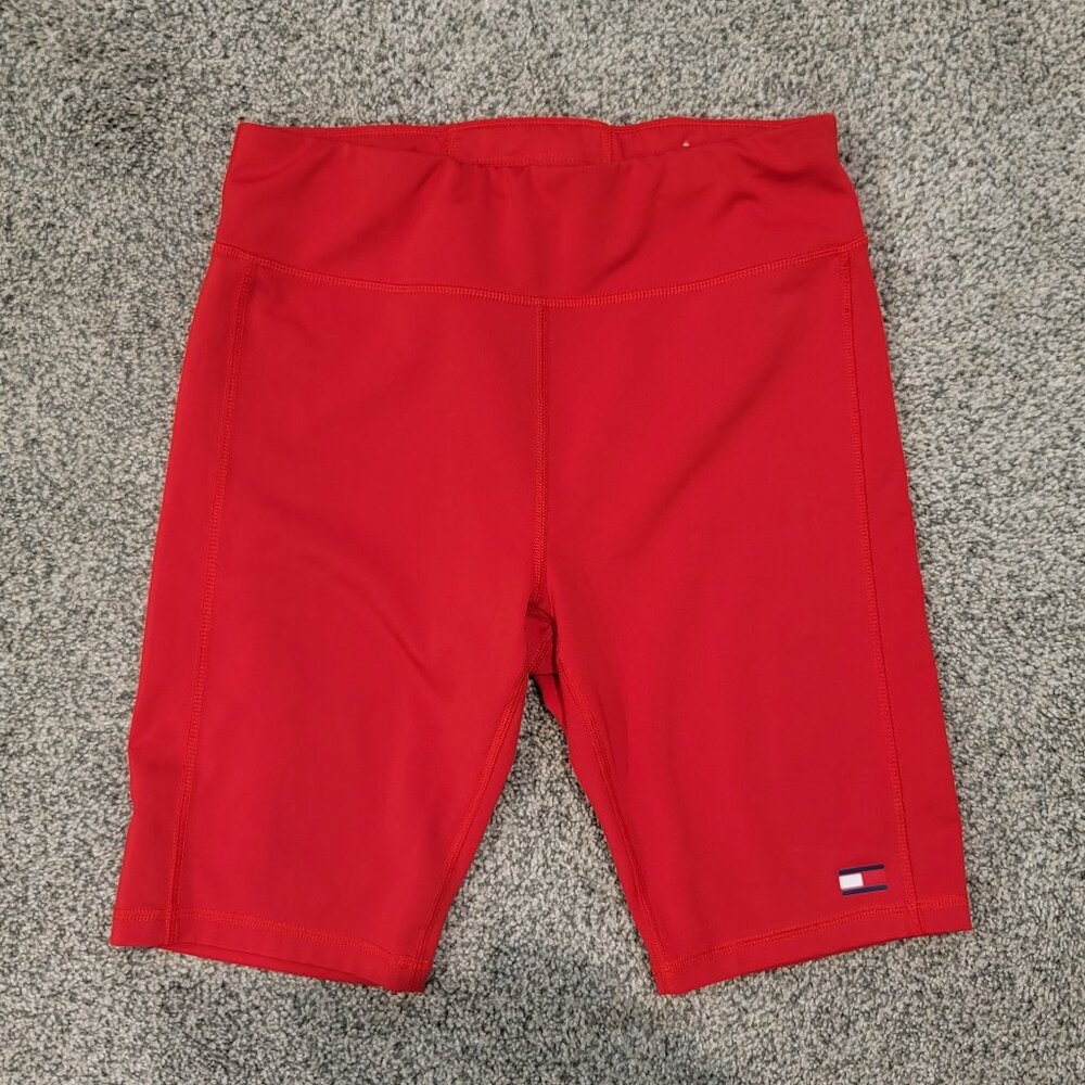 Ladies Tommy Hilfiger Red Bike Shorts Large- Run Small, Pre-Owned in Nice Cond!
